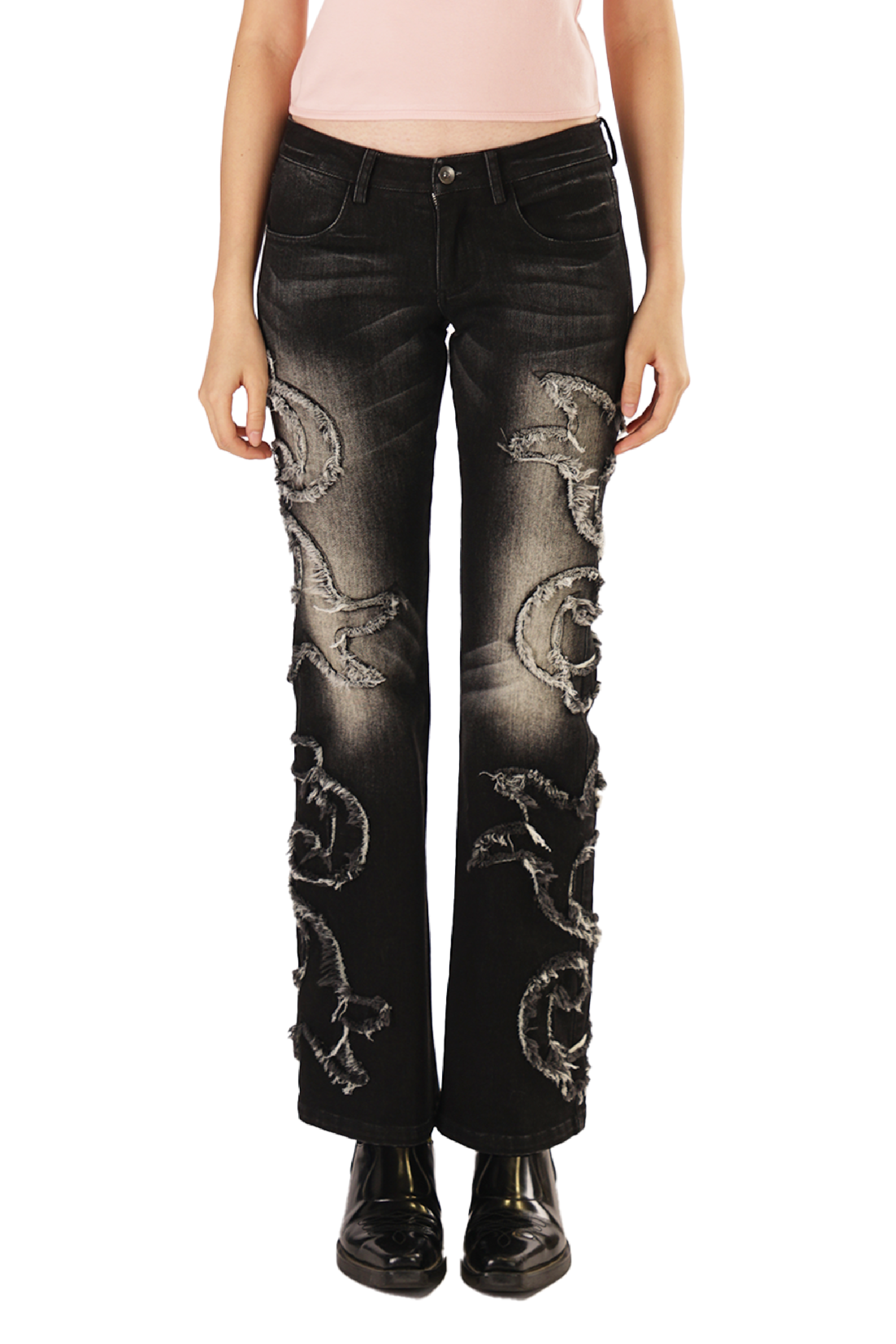 LOW-RISE PANTS (BLACK) – Office Kiko