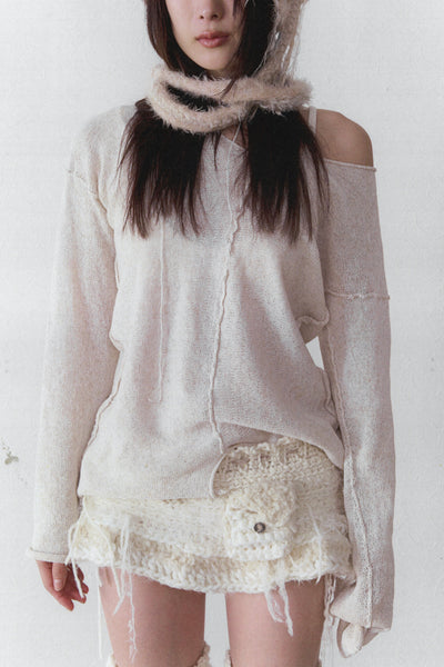 LINEN V NECK BASIC KNIT