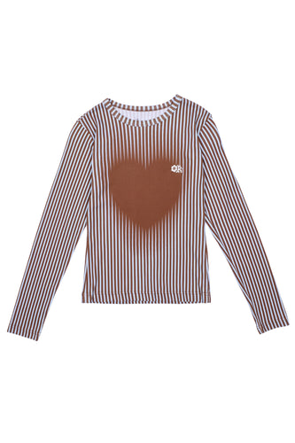 VERTICAL STRIPE L/S T-SHIRT (Sax/Brown)