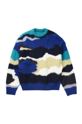 TIE DYE INTARSIA OVERSIZE KNIT (NAVY MIX)