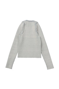 REMOVABLE SHOULDER RIB KNIT (BEIGE × GRAY)