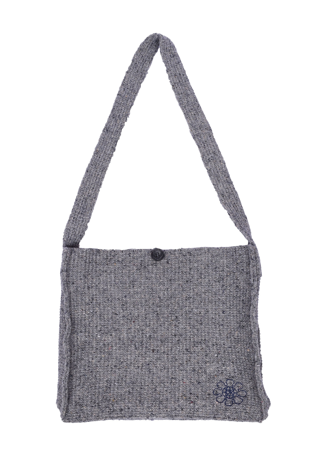 RE knit shoulder bag (White Gray × Navy)