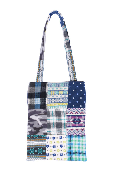fleece patched tote bag A