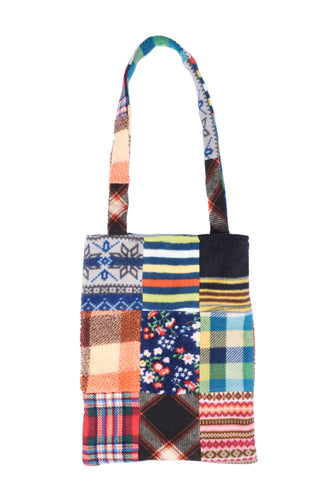 fleece patched tote bag I