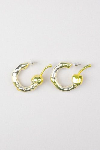 Yellow and small cherry hoop earrings
