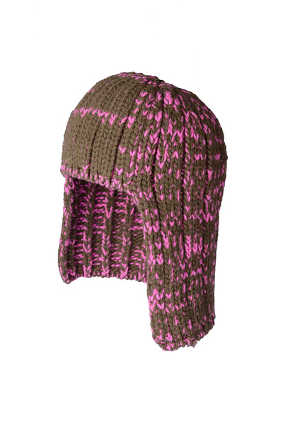 STRAIGHT HAIR KNIT CAP (PINK × OLIVE)