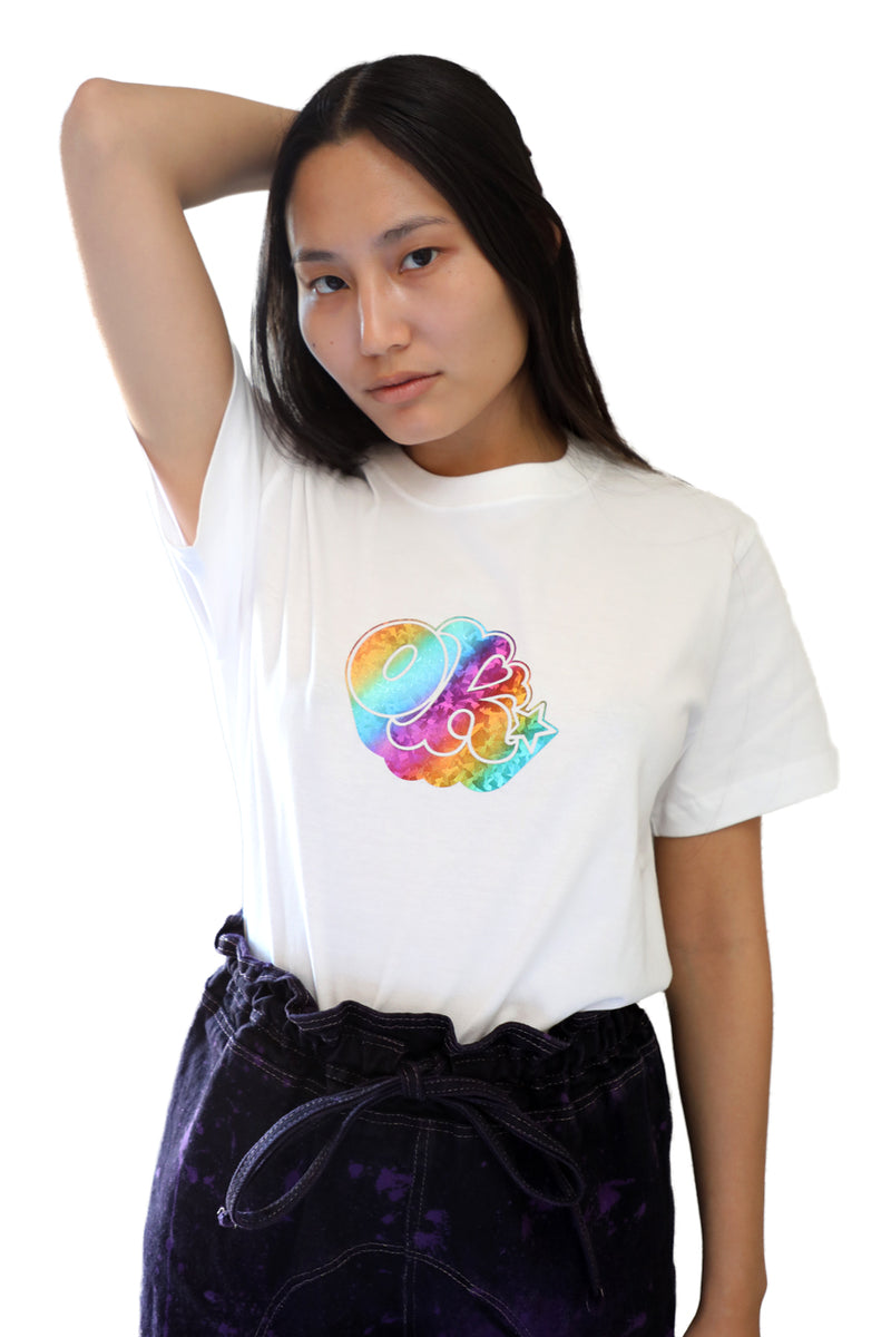 [OK × OC] RAINBOW FOIL PRINT T-SHIRT (White) – Office Kiko